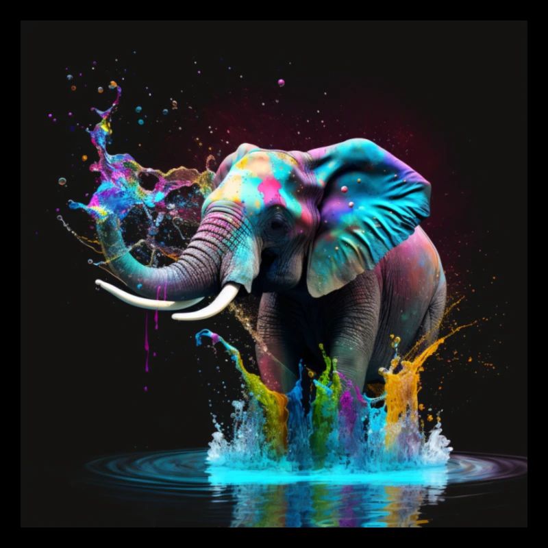Eléphant coloré, design unique