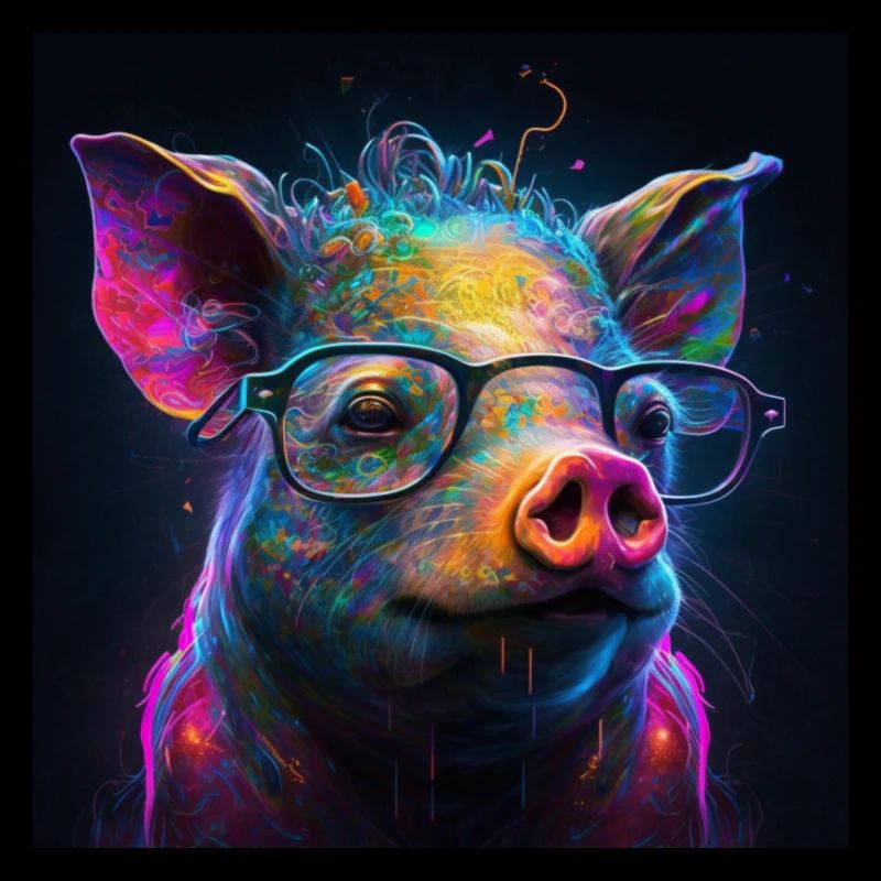 Farbiges Schwein mit Brille, einzigartiges Design