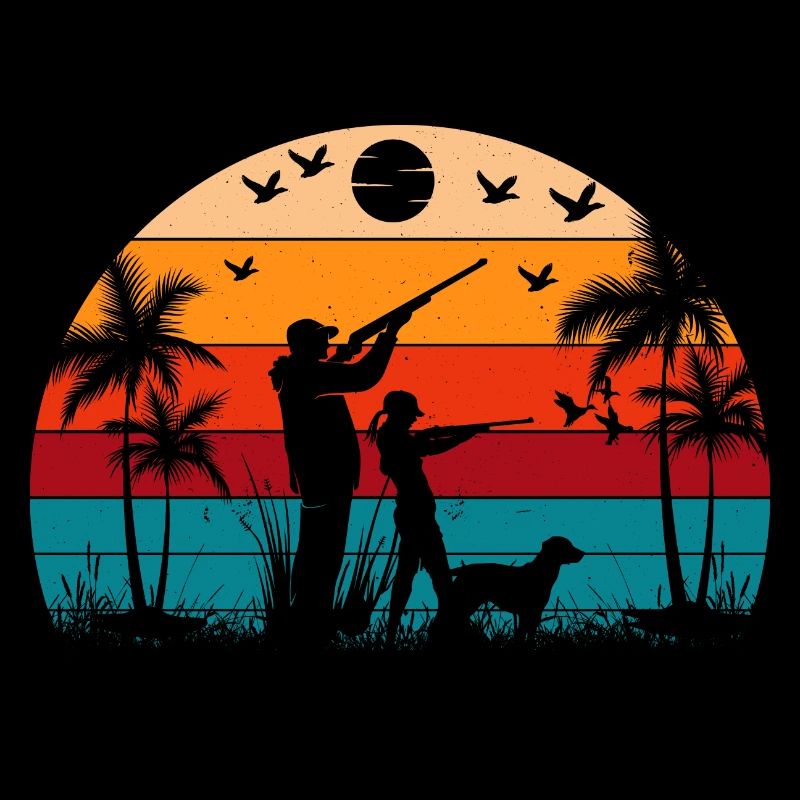 Retro Sunset Hunting Drôle d’humour de chasse