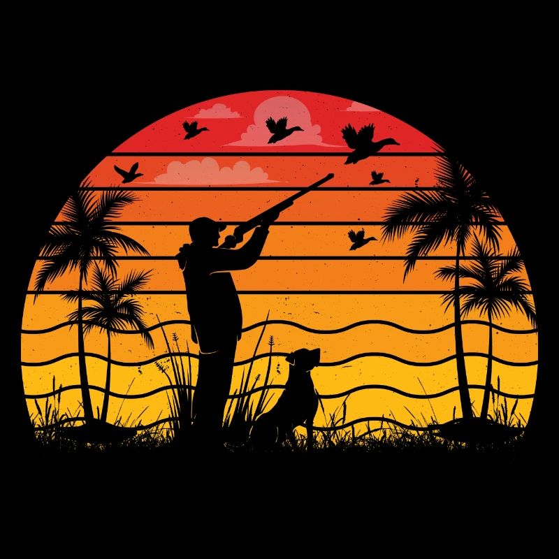 Retro Sunset Hunting Drôle d’humour de chasse