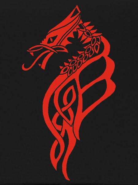 Great red Celtic dragon