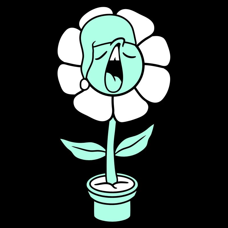 Bâiller fatigué somnolent tête fleur visage pot de fleur