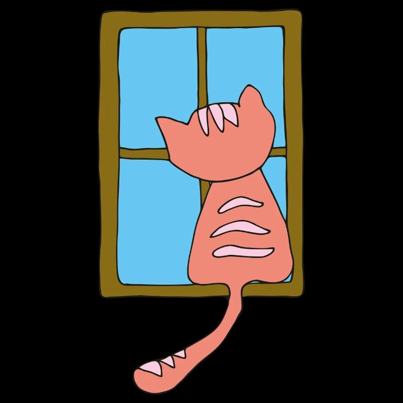 Chat à la fenêtre rose