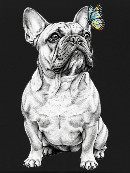 French Bulldog Butterfly Sketch