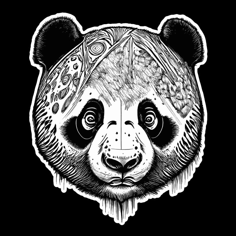 Gravure Panda noir et blanc