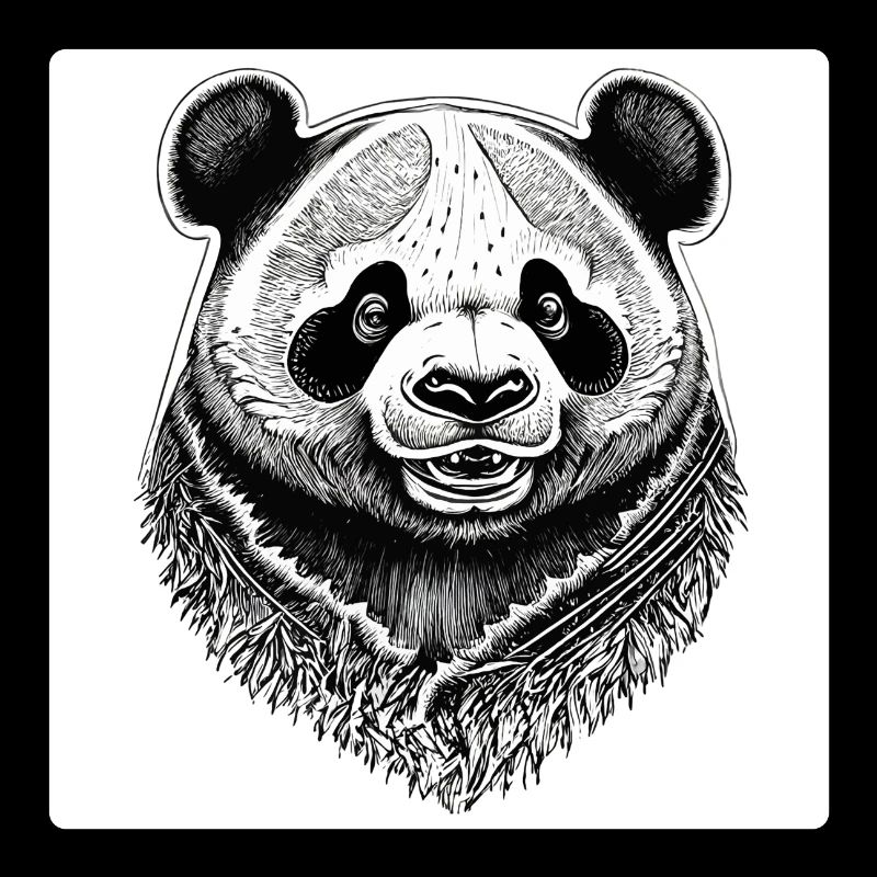 Gravure Panda noir et blanc