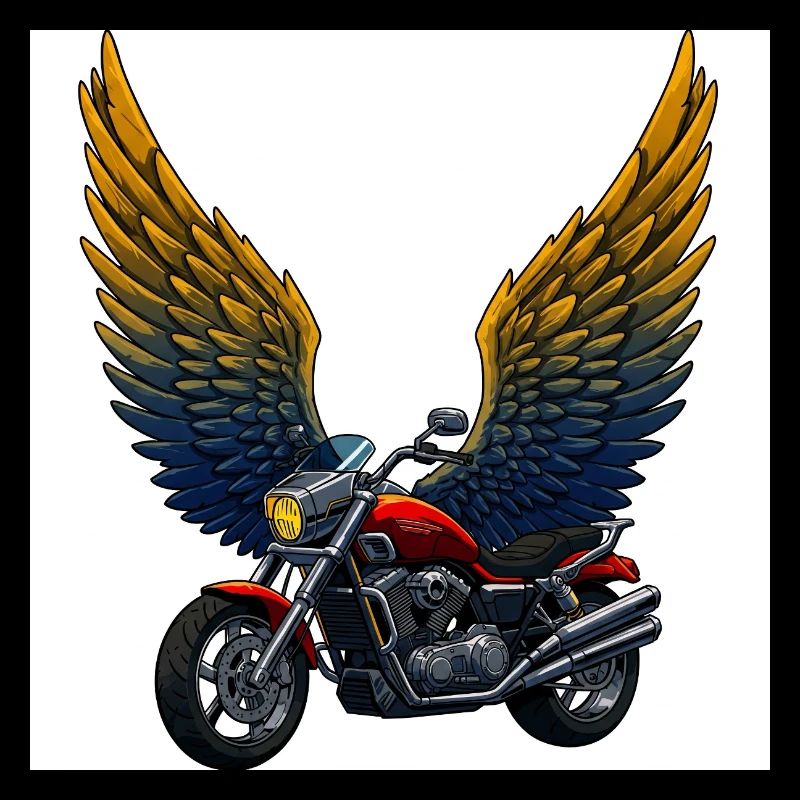 Moto futuriste avec ailes