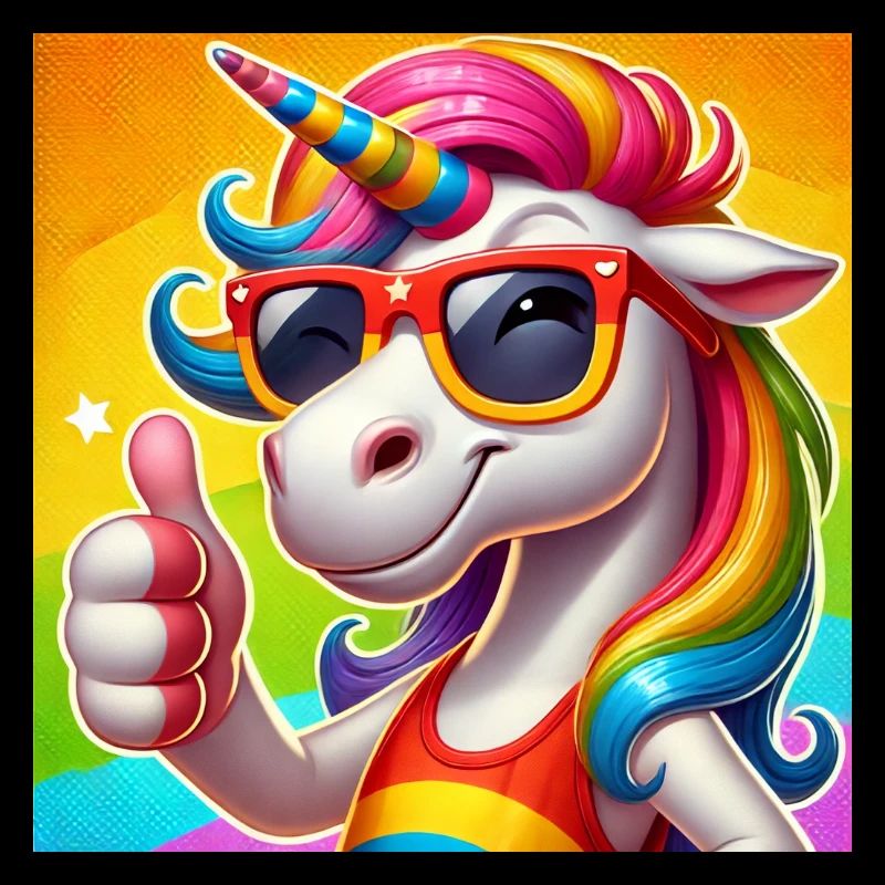 Licorne drôle avec des lunettes de soleil - glitter fun