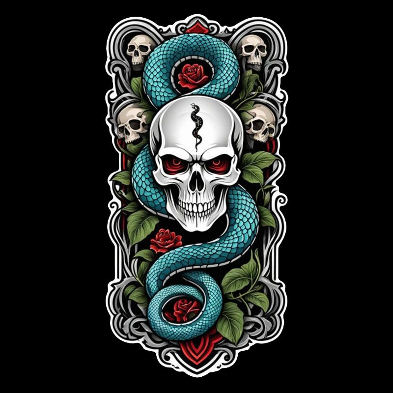 serpent squelette et tatouage