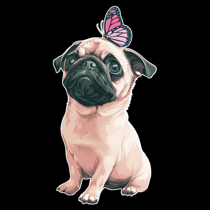 Mops mit Schmetterling