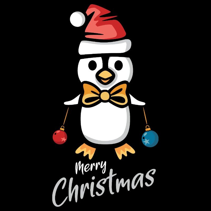 Merry Christmas Penguin with Santa Hat