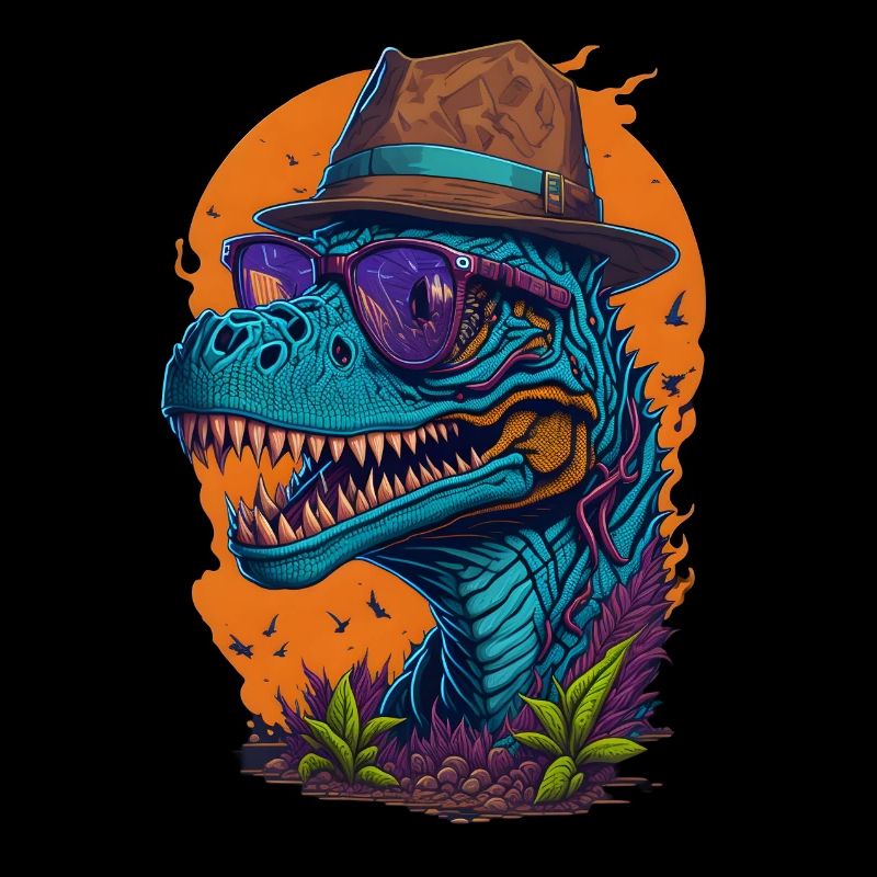 Dinosaurier mit Hut und Brille Lustig Modisch