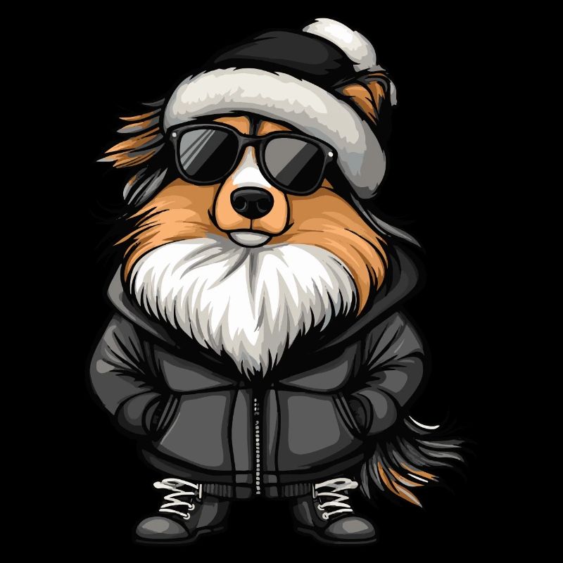 Border Collie Dog Winter Comic