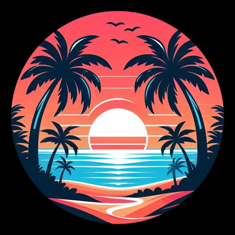 Holiday Summer Sun Beach Palm Trees Sunset
