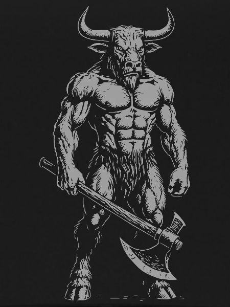 Mythical Minotaur Warrior Illustration