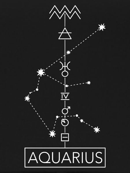Aquarius - Wassermann Sternzeichen - weiss
