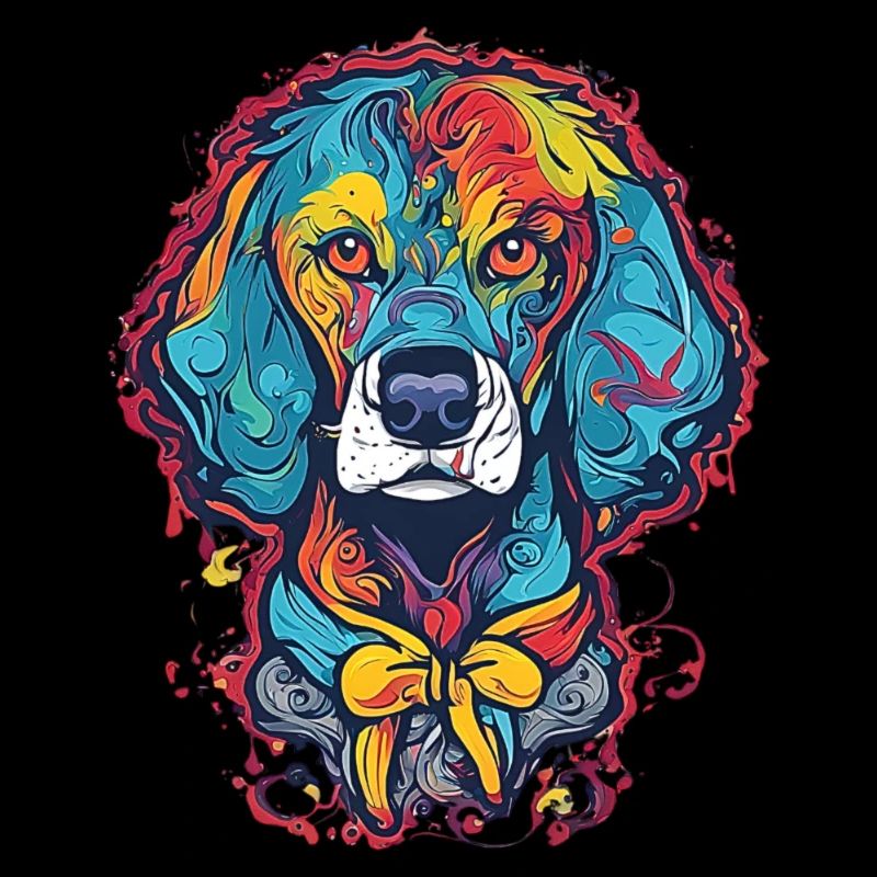 Bunter Hippie Hund desgin