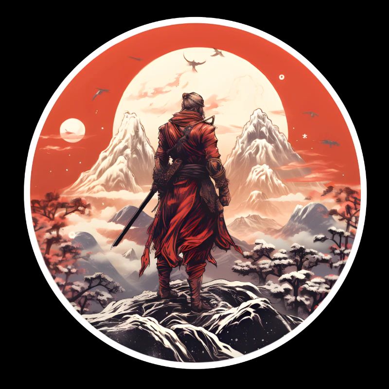 Samurai in snowy landscape