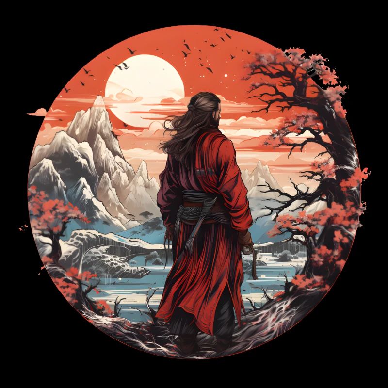 Samurai in snowy landscape