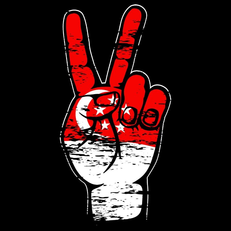 Symbole de victoire de la paix du drapeau de Singapour utilisé