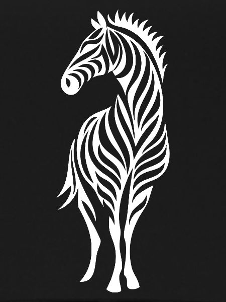 Zebra Line Art Silhouette
