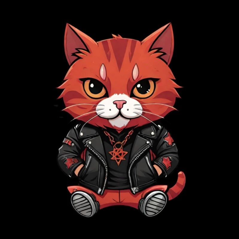 Biker Chat Métal rouge