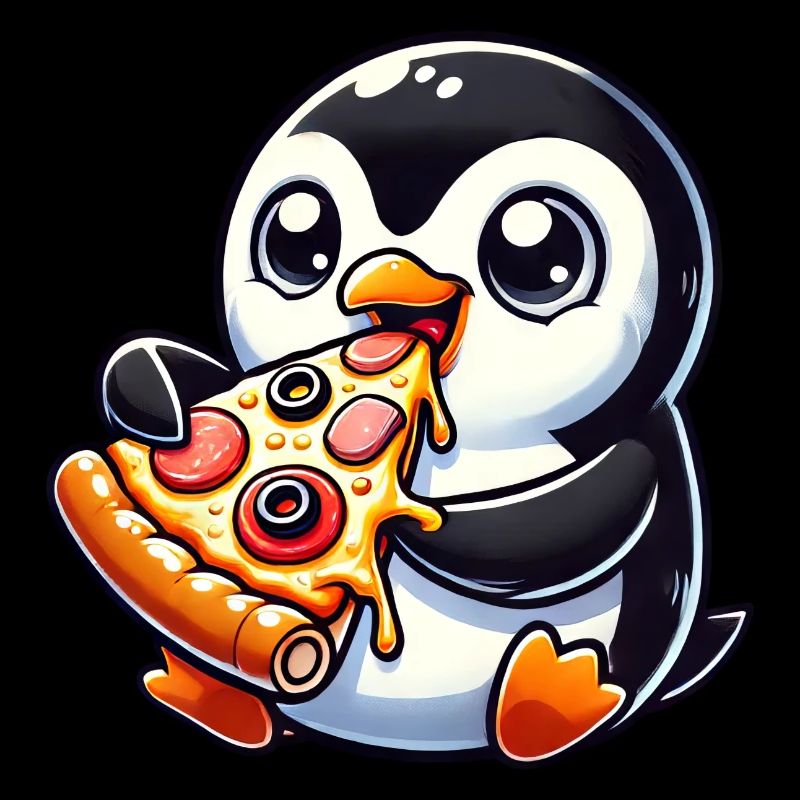 Drôle de pingouin pizza olives fromage restauration rapide