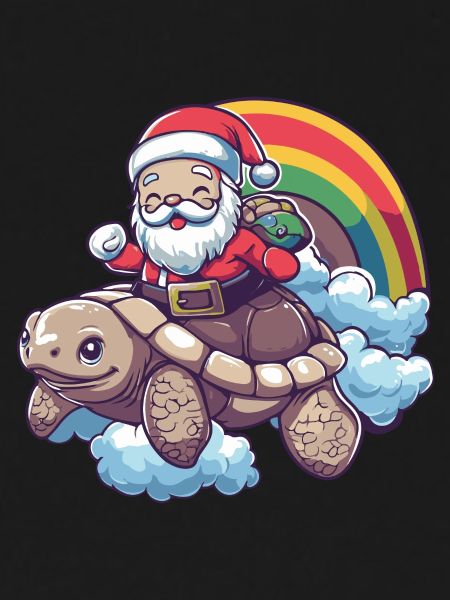 Turtle Santa Claus Rainbow
