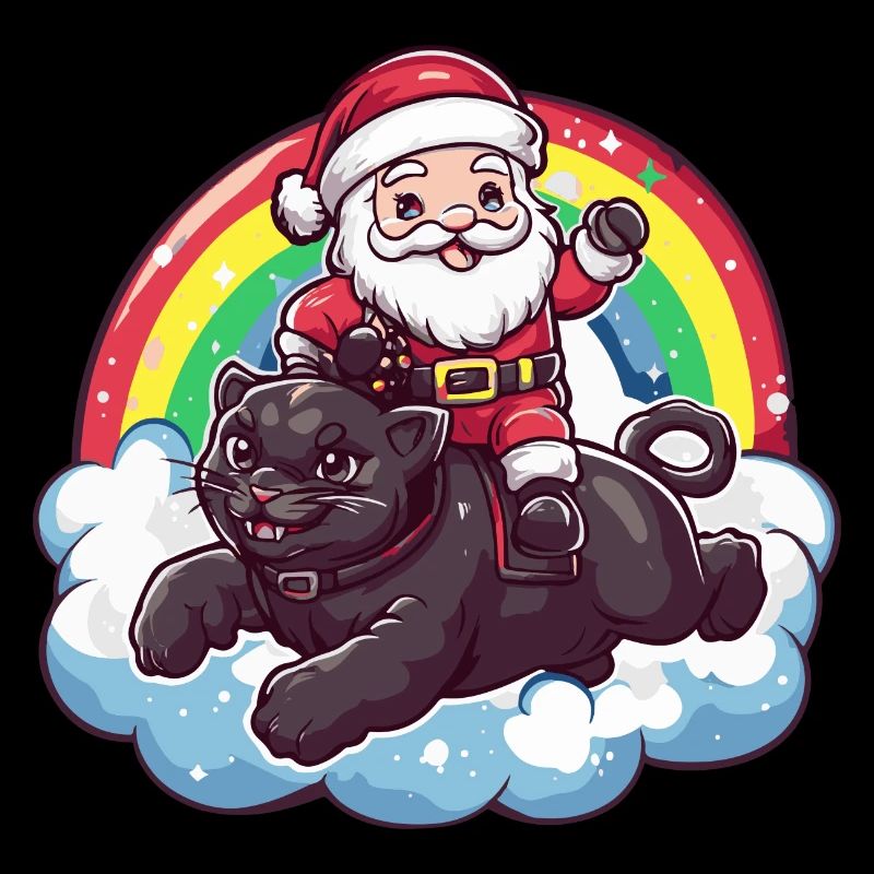 Panthère Père Noël Arc-en-ciel
