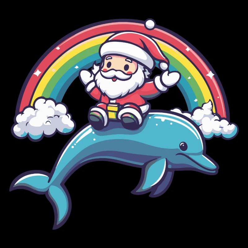 Delfin Weihnachtsmann Regenbogen