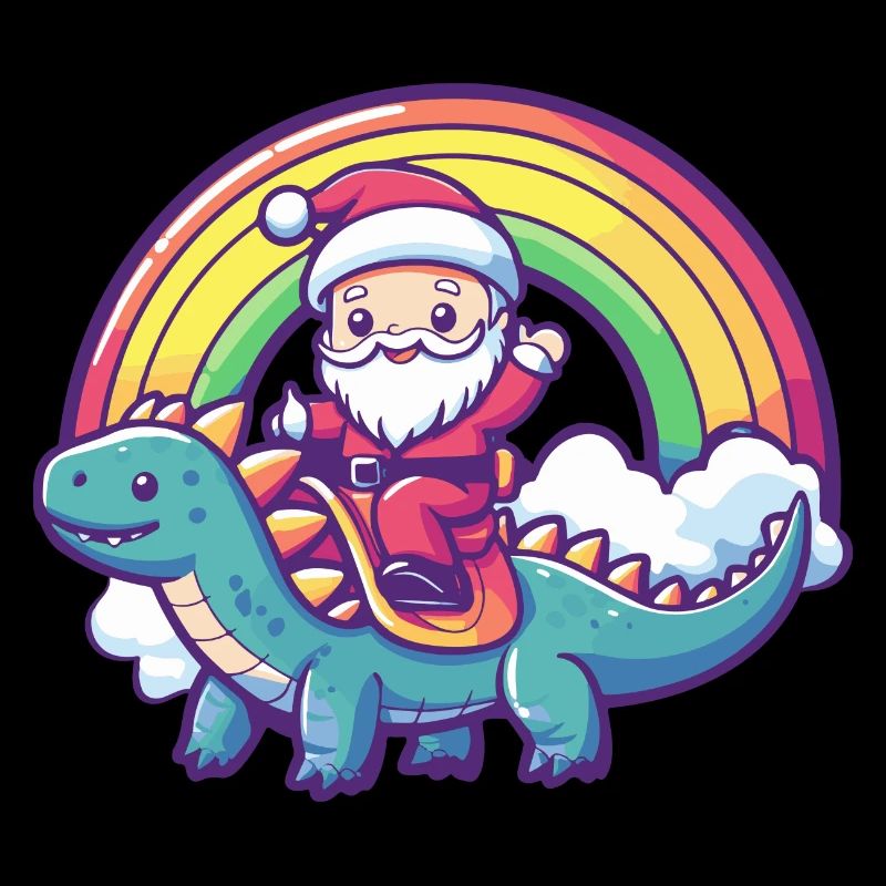 Dinosaurier stegosaurus Weihnachtsmann Regenbogen