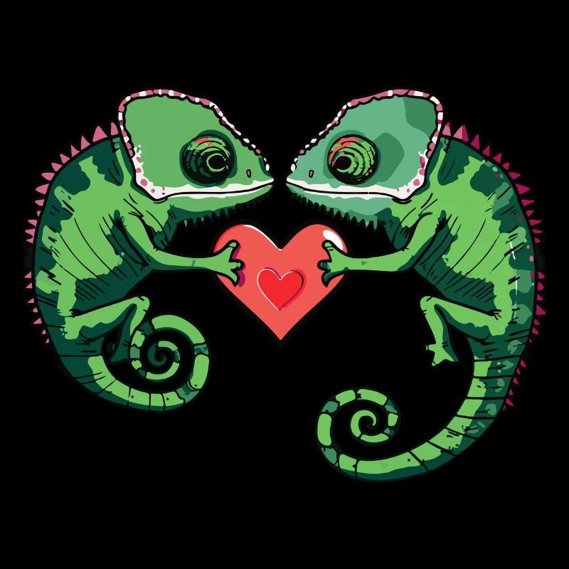 Caméléon Couple Saint-Valentin