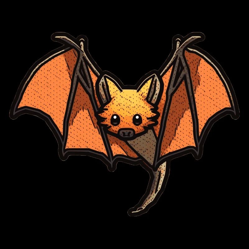 Flying fox or bat in beautiful retro graphics
