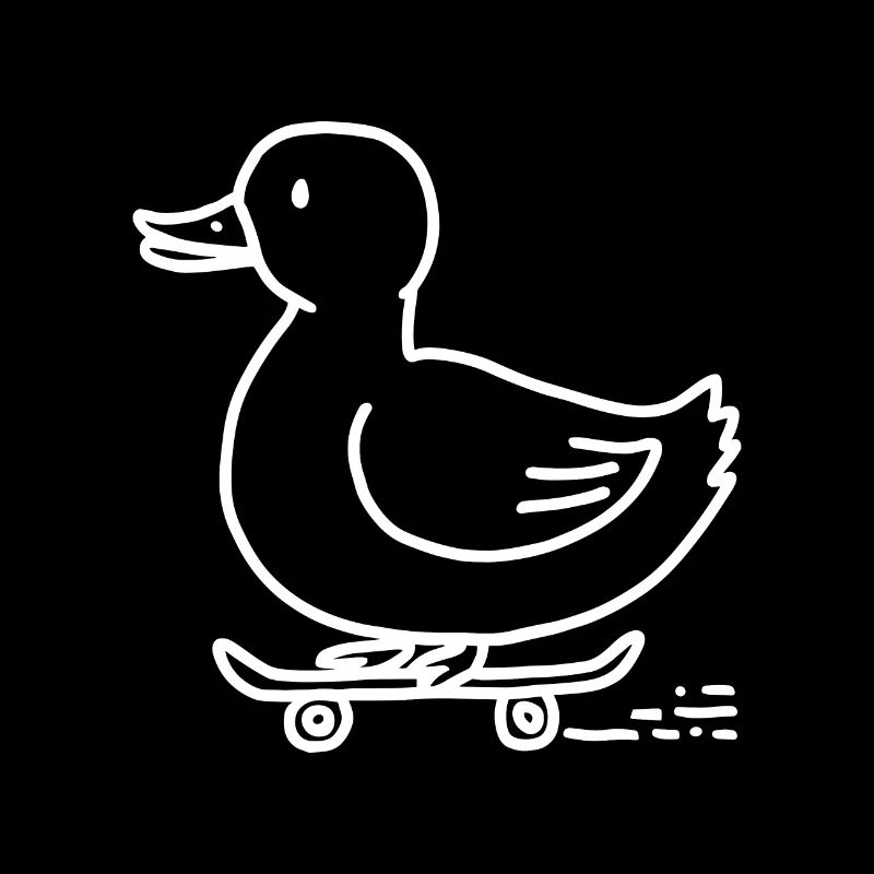 Funny duck on a skateboard for skaters