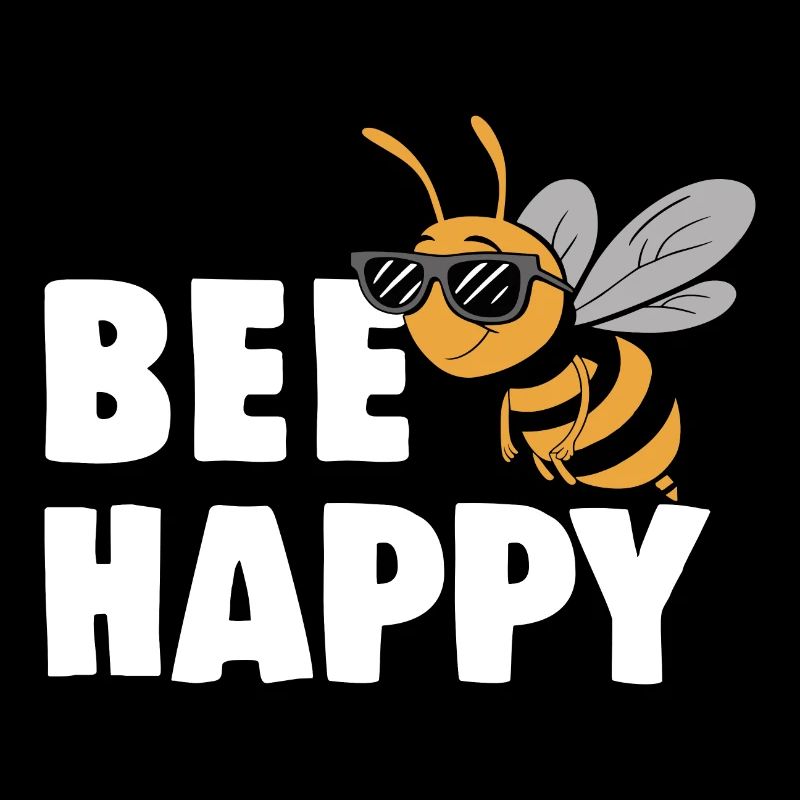 Funny bee with saying Bee Happy
