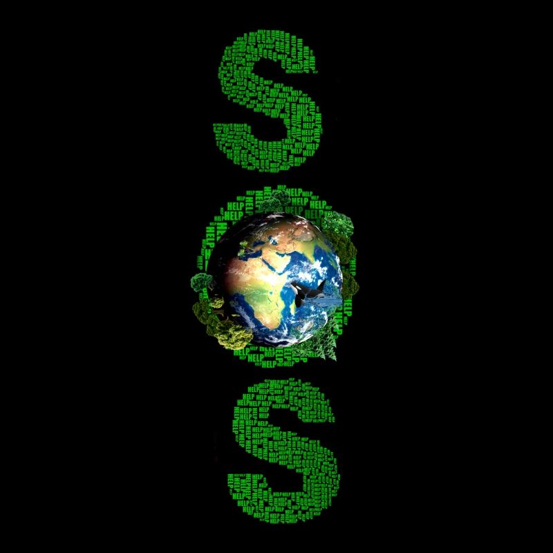 SOS Earth lettrage vert long