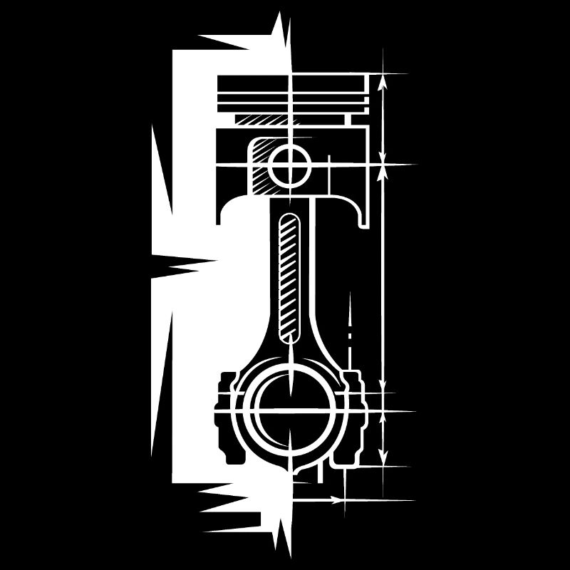 Piston Sketch Off Block Engine Car Symbol v8 Logo