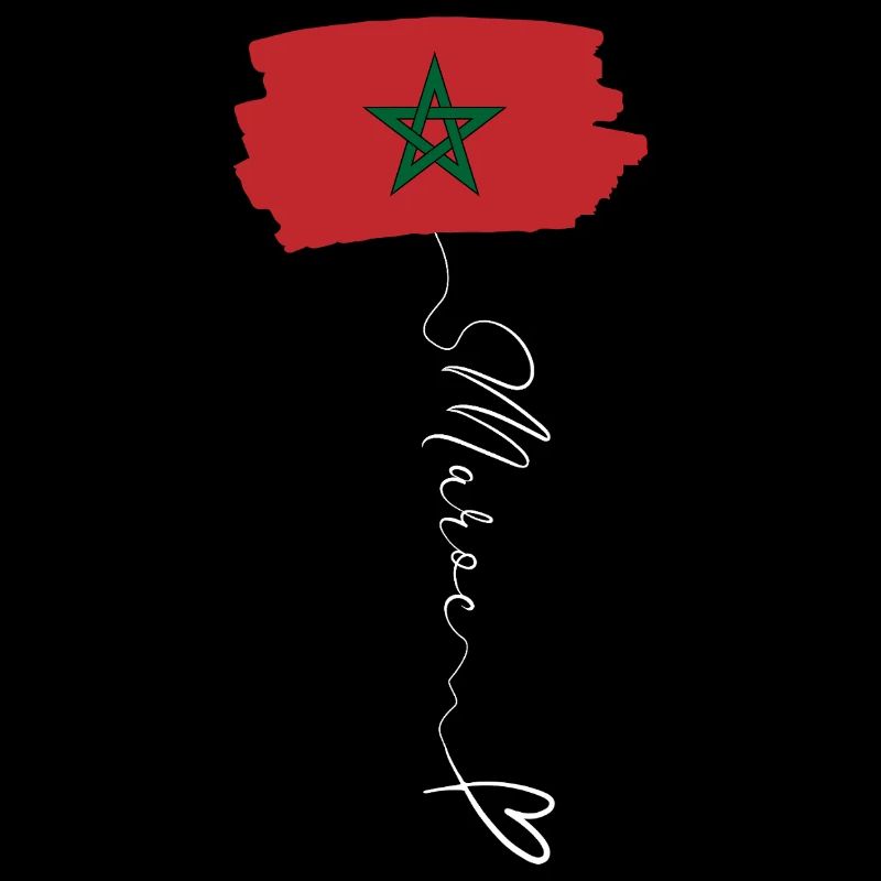 Maroc Flag Rouge Vert Emblème Pentagramme