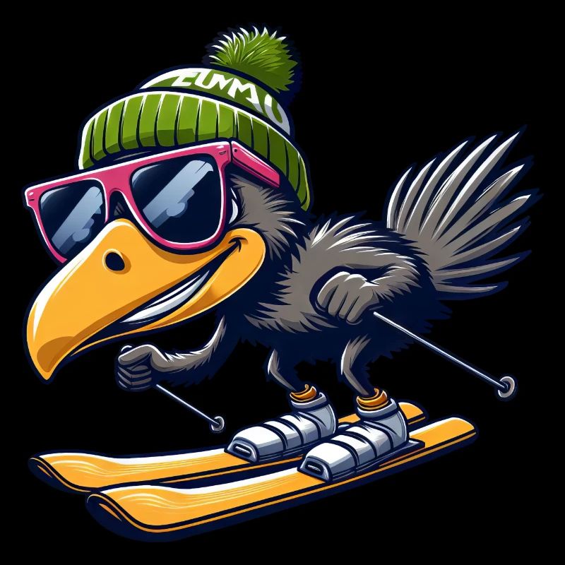 Skifahrender Emu Wintersport