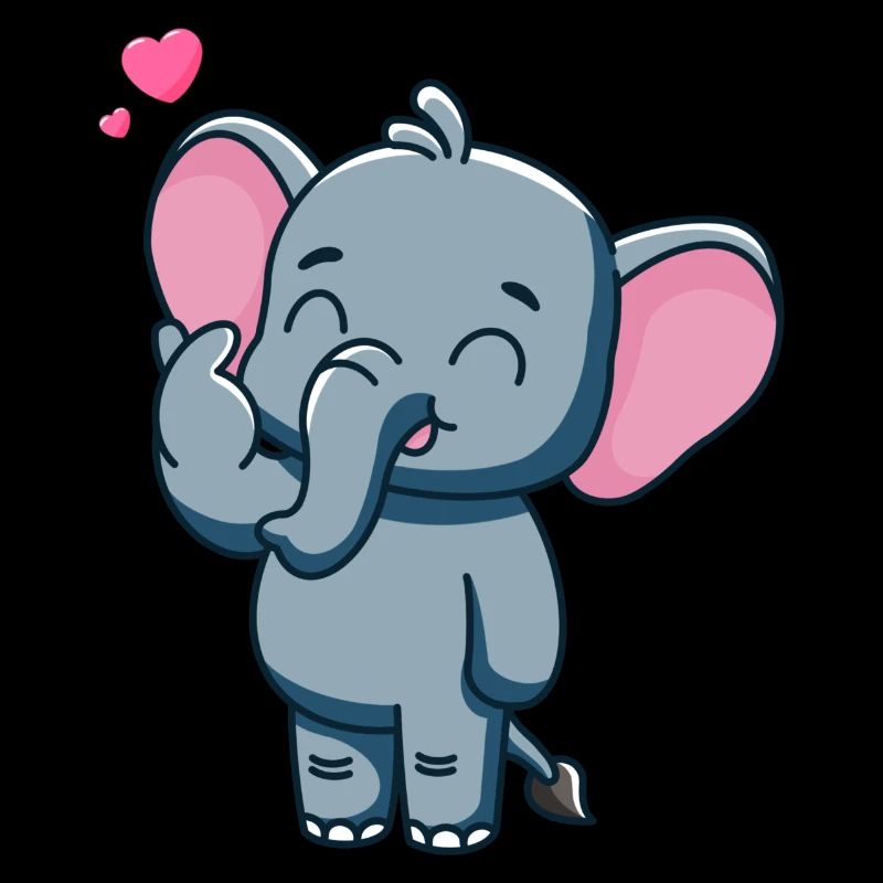 Mignon bébé éléphant avec du cœur