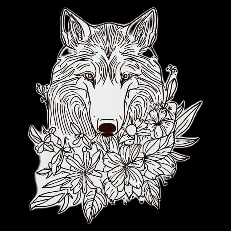 Wolf dog flowers