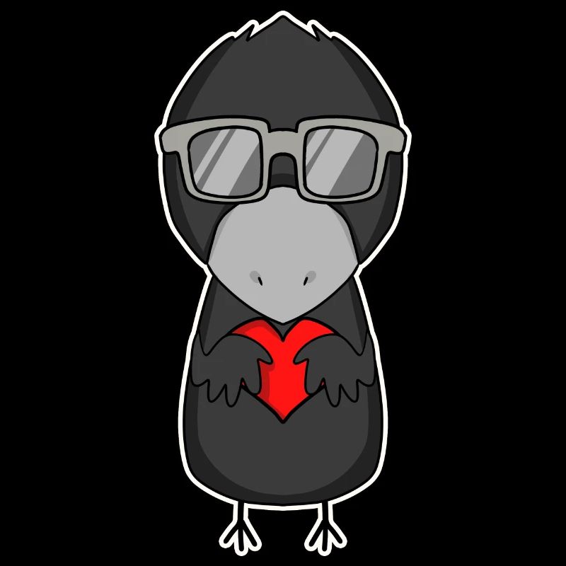 Raven with sunglasses and heart