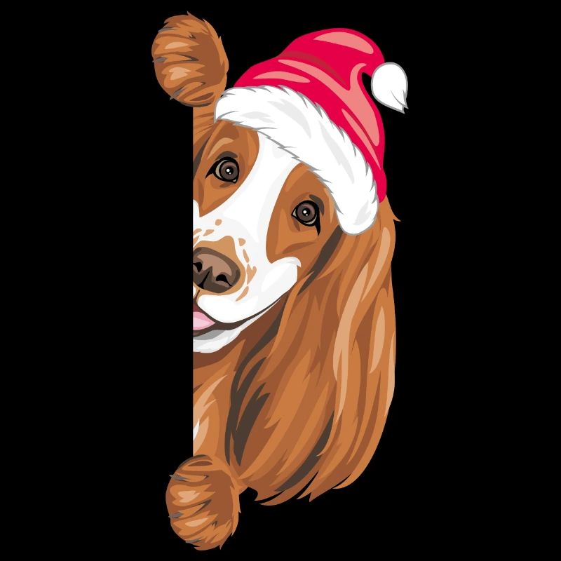 Chien Peeking Cocker Spaniel dans un chapeau de Noël
