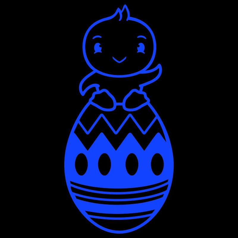 Chick sitting on huge Easter egg waving Easter sweet