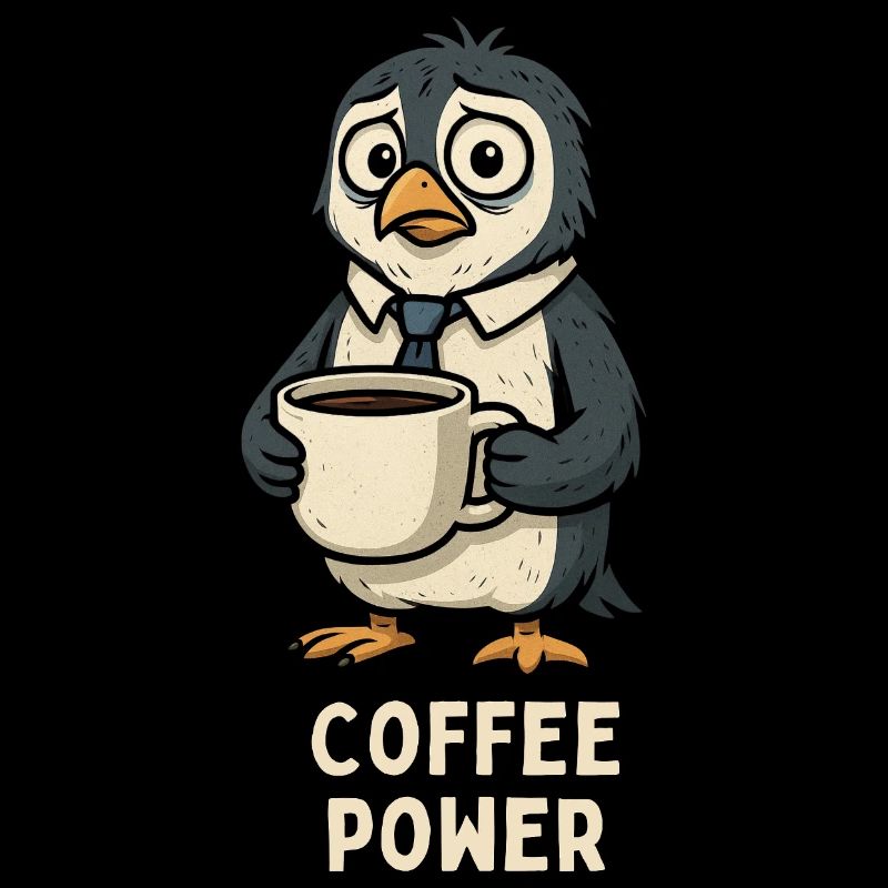 Kaffee-Pinguin im Bürolook
