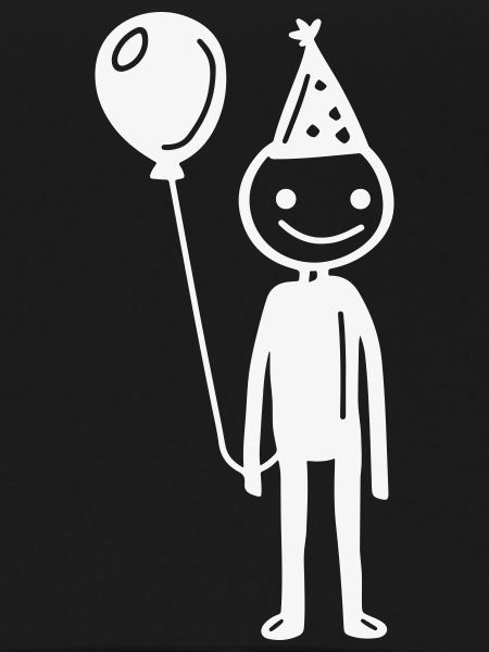 Feierliche Minimalfigur mit Ballon