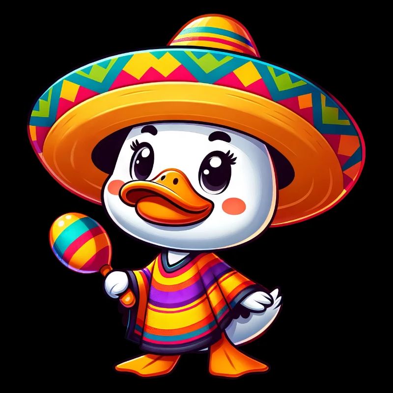 Cinco de Mayo Cute Duck Cartoon