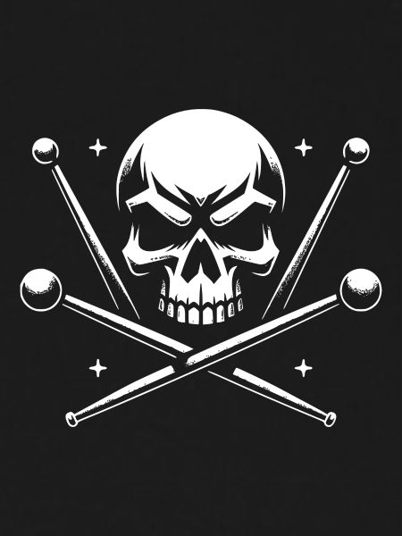 skull and crossed drumsticks