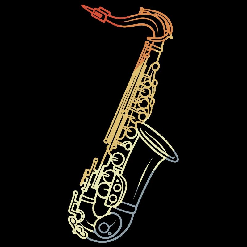 Saxophone Line Art Rétro