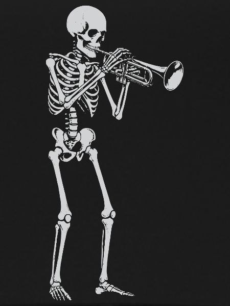 Skeleton spielt Trompete
